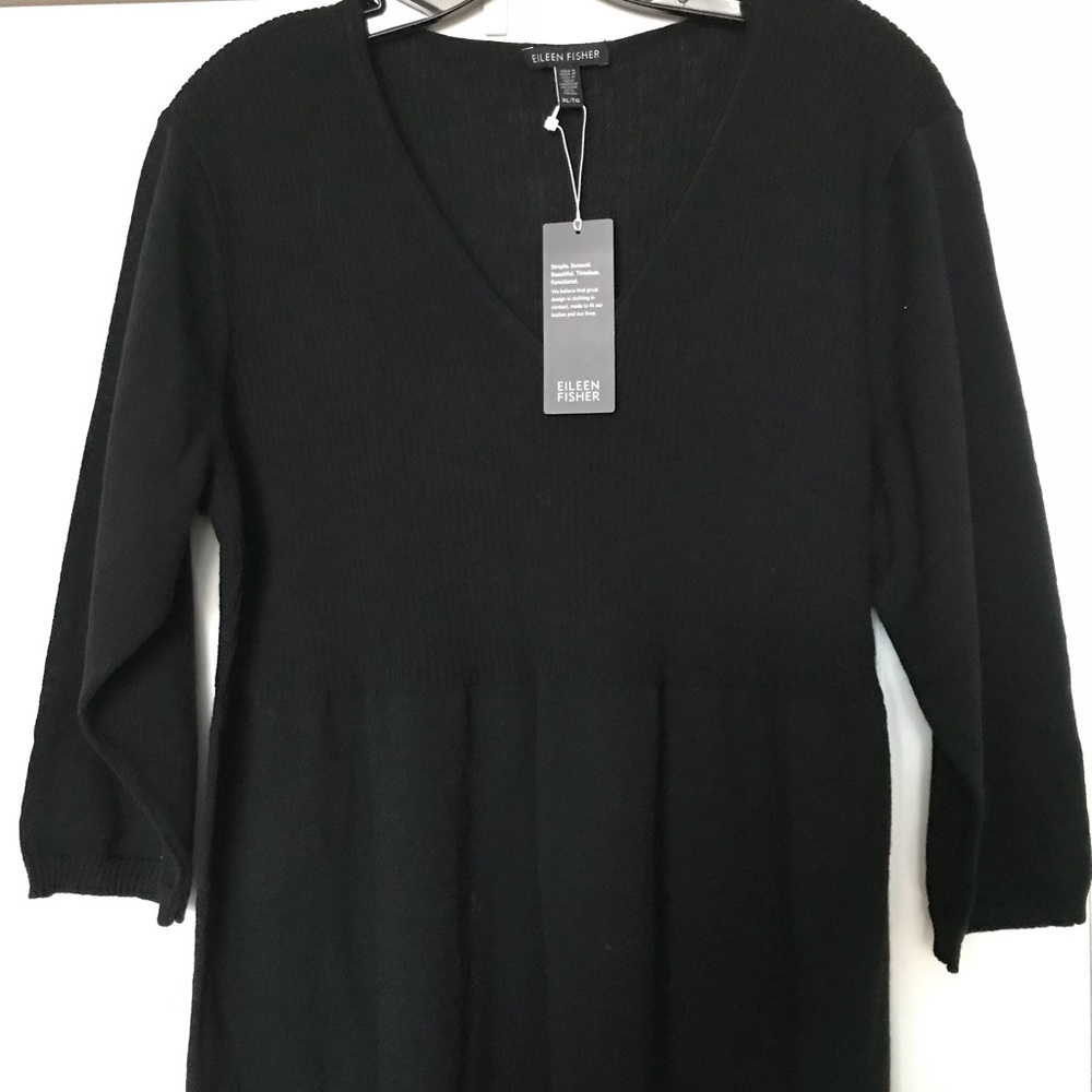 Eileen Fisher black wool dress